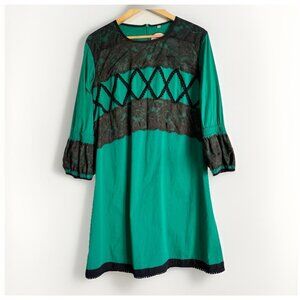 ALMATRICHI Green Dress Size EU 48 US XL Made In Spain Black Lace Whimsigoth